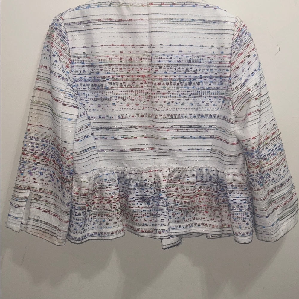Zara White and Blue Patterned Blazer - Picture 9 of 11